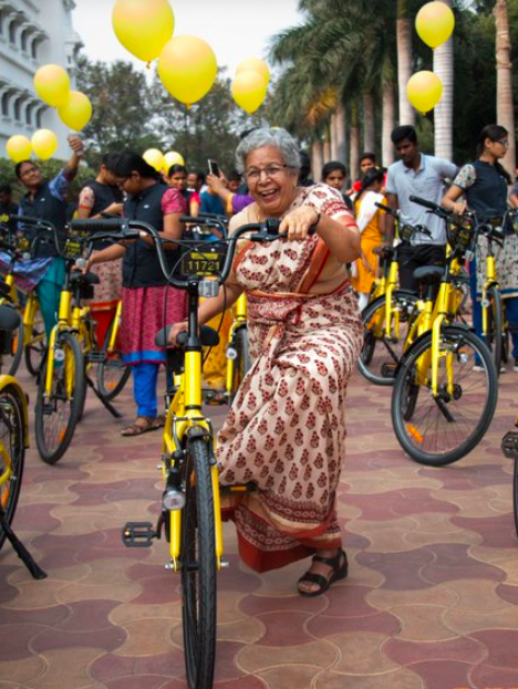 在印度旅游也能看到共享单车了,不过