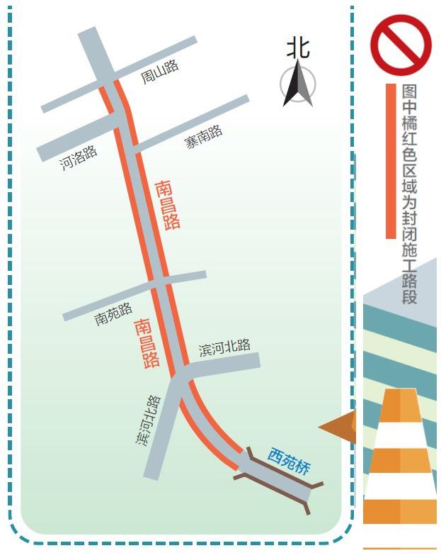 沿南昌路由北向南行驶的非机动车可进入西侧机动车道 沿最西侧行驶