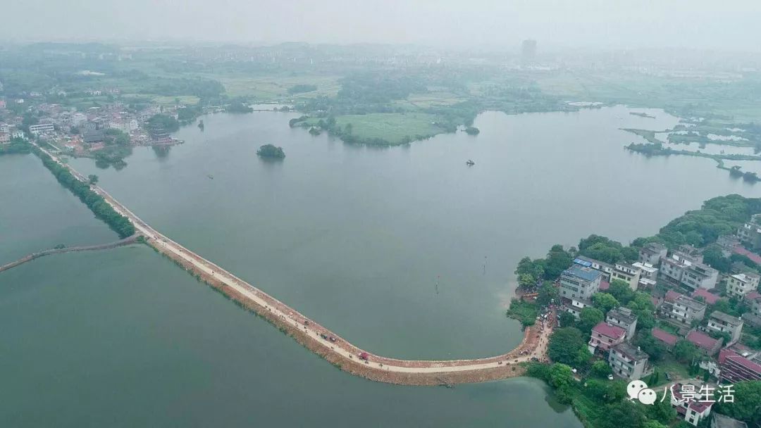 航拍高安八景礼港湖大片,高空看