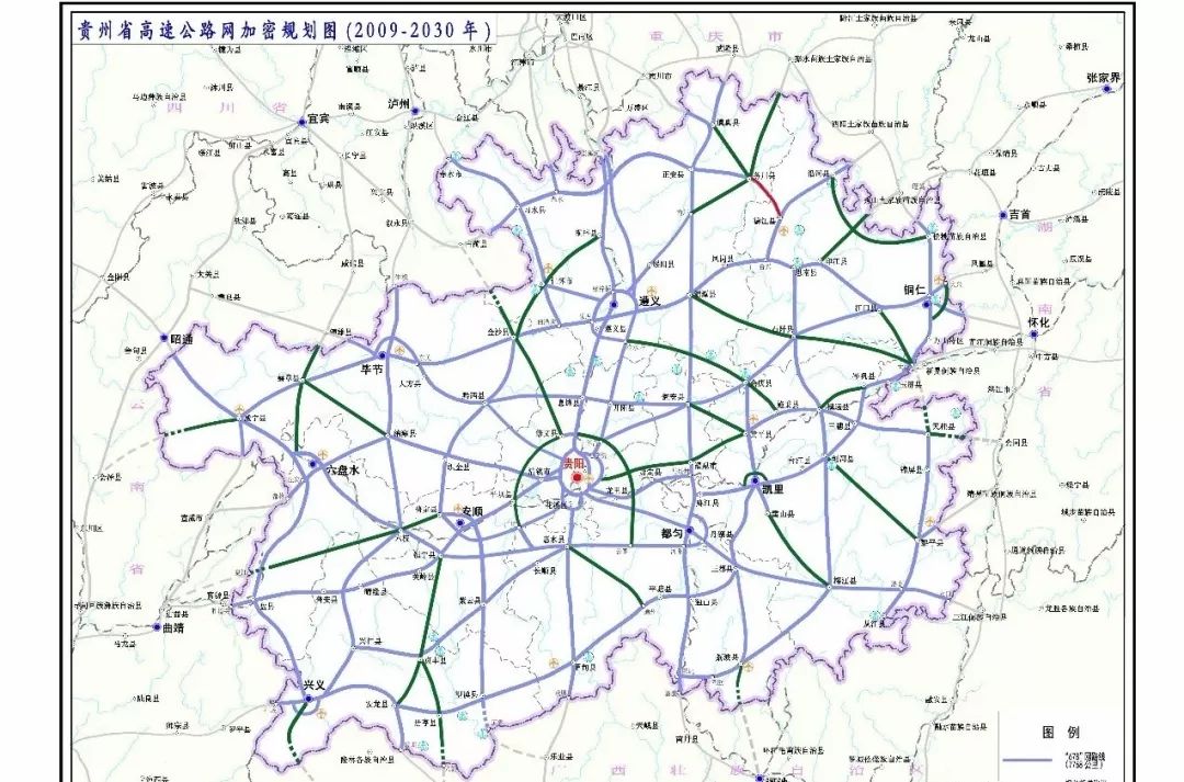 红线部分为沿河至德江高速公路大致路线图