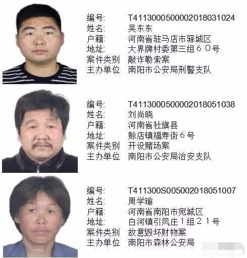 南阳市对161名网上涉恶逃犯公开通缉,检举揭发一名奖励贰仟元