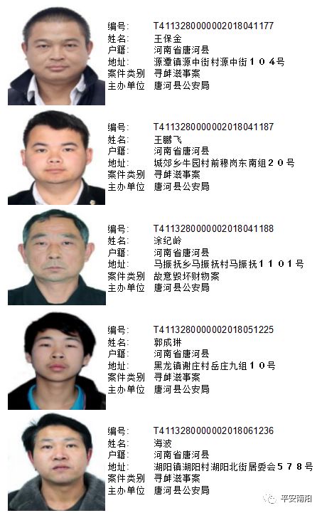 南阳市公安局通缉令逃犯名单看到赶快报警