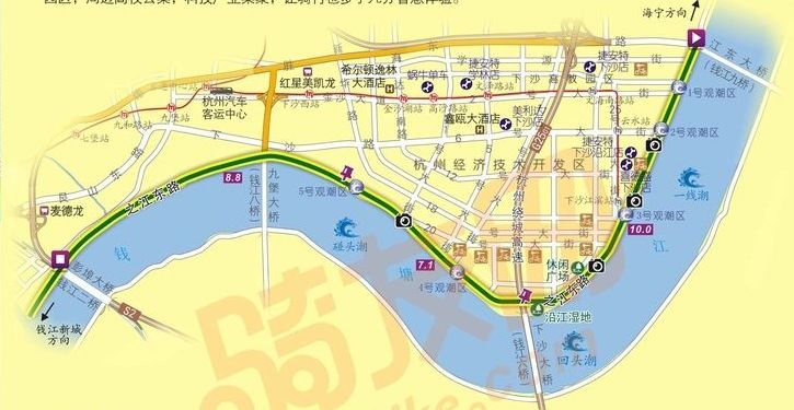 其实 下沙"环城绿道"的沿江大堤段 有一段就和"三江两岸"绿道下沙段