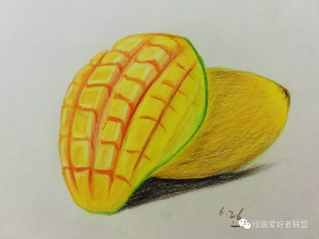 寄语: 彩铅练习类型:彩铅画主题:芒果编号:11寄语: 拍的照片照着画