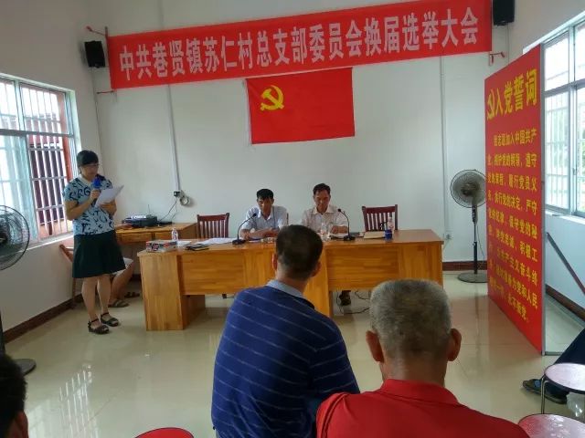 覃毅敏参加村党支部换届选举大会