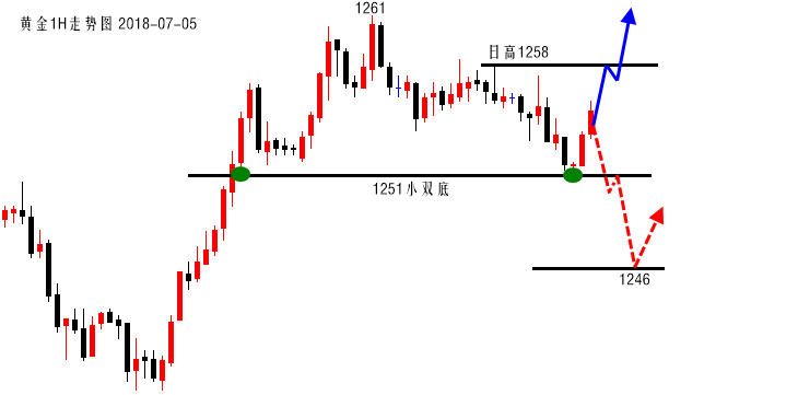 陆离解盘：黄金1251小双底，ADP、失业金双利多推动上涨！_图1-1