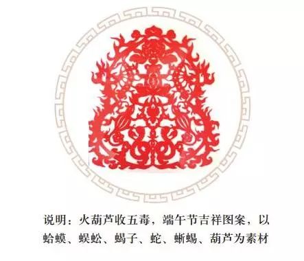 五毒虫单用却有其他吉祥的寓意:蜘蛛也可为喜事的象征,剪成吊下丝线喻