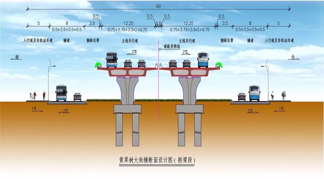 黄果树大街(桥梁段)标准横断面图