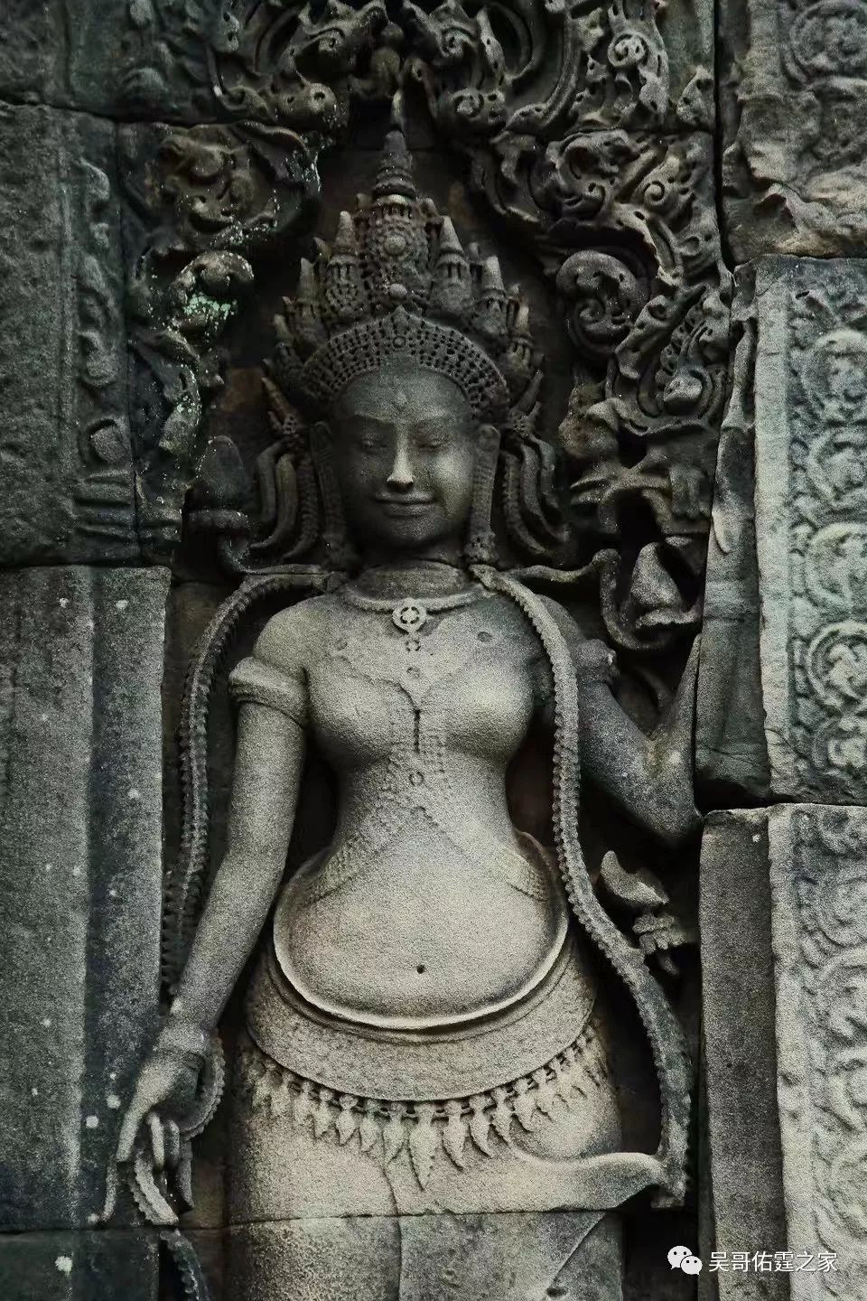 柬埔寨吴哥窟寺庙中常出现的图形,符号和人物雕刻