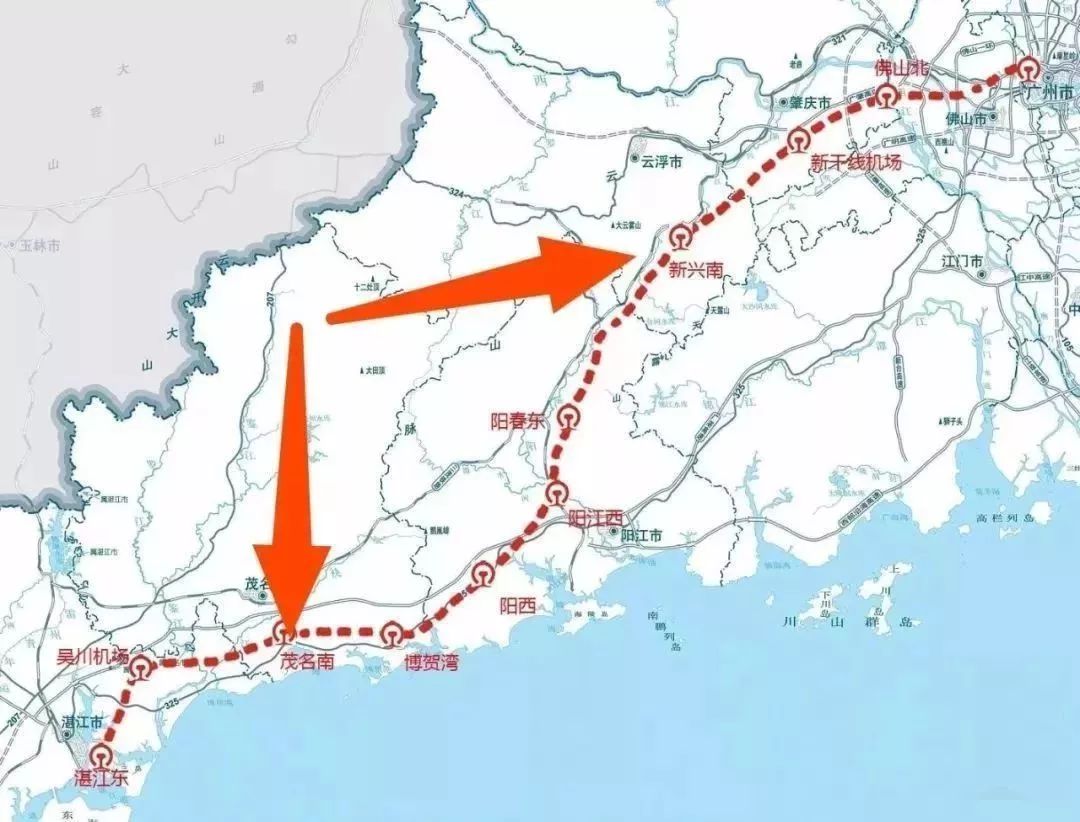 广湛高铁北线最新线路图 广湛高铁电白段线路图 广湛高铁最终确定线路