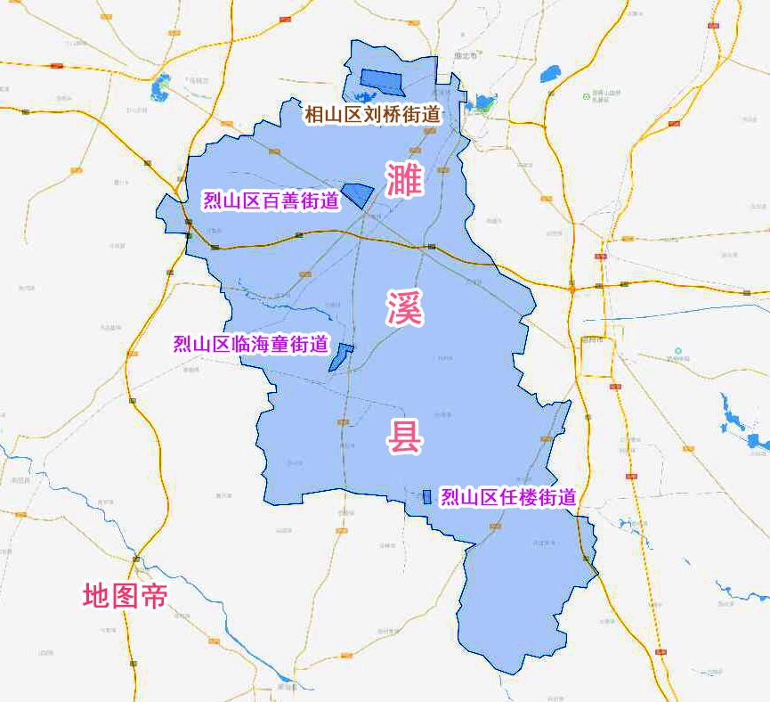 安徽省淮北市辖3区1县,濉溪县内有4块飞地分属两区