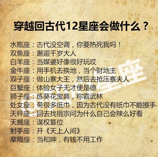 穿越回古代12星座会做什么天蝎座谋权篡位