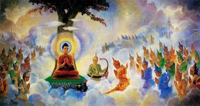 根据这项传统的说法,就在第七次雨安居之前,佛陀上到忉利天,坐在珊瑚