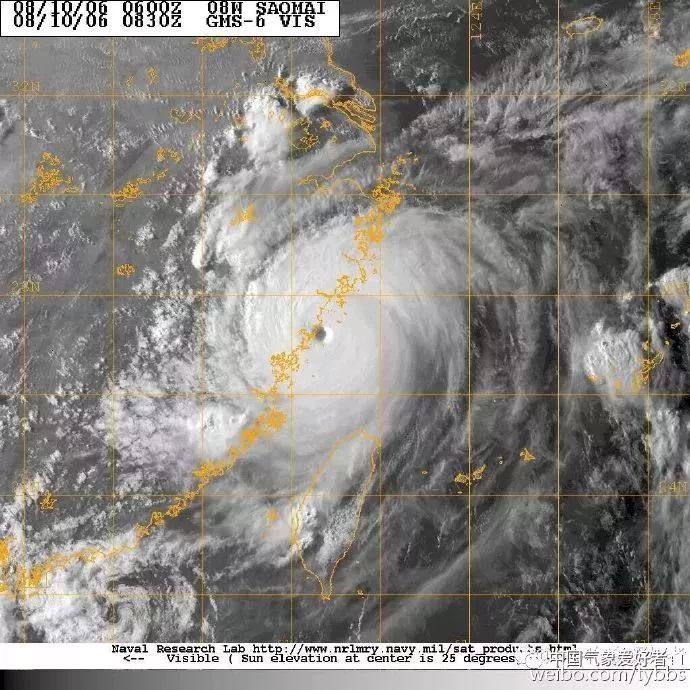 2006年桑美台风登陆时的卫星云图,来自nrl 因此 虽然"玛莉亚"台风眼变