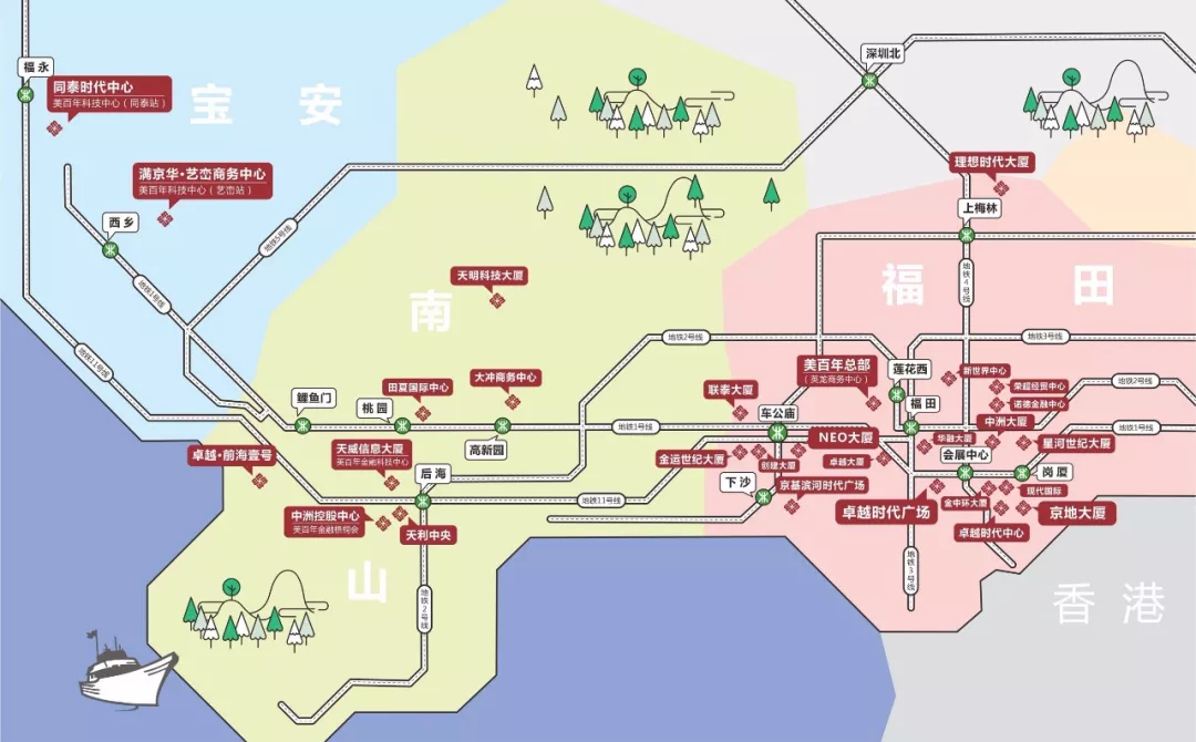 美百年深圳区域项目分布图