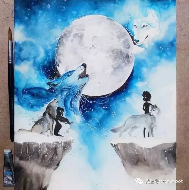 水彩画|如同童话一样梦幻的鹿!