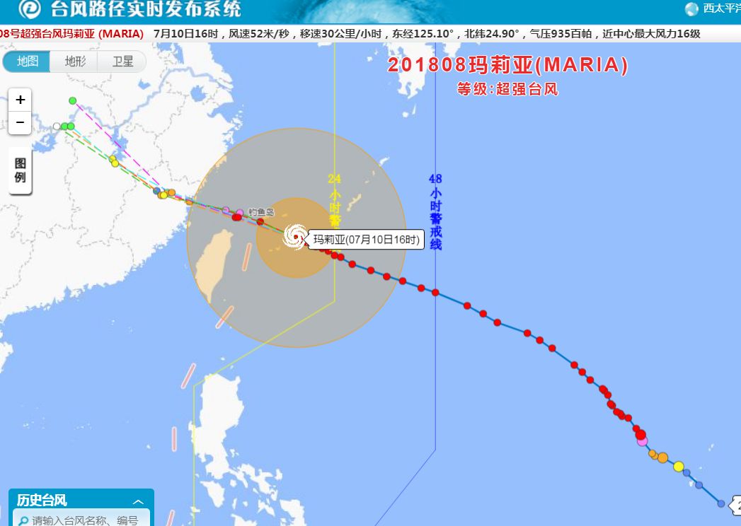 "玛莉亚"不同于一般的台风