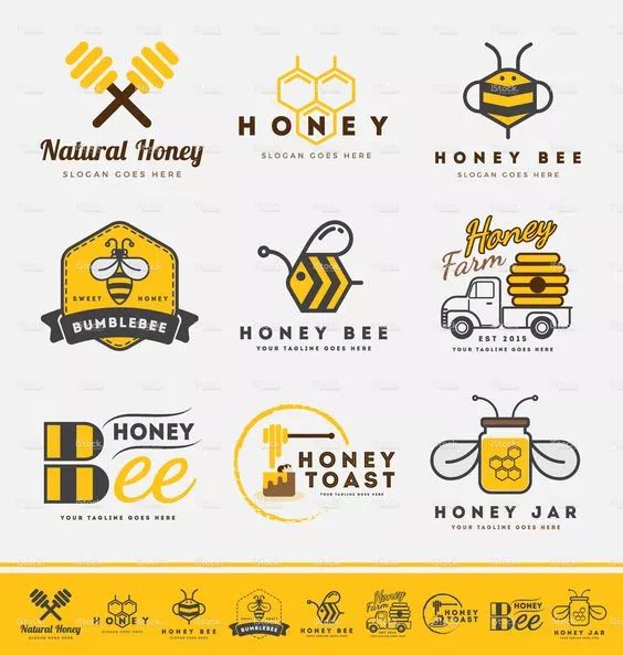 蜜蜂及蜂蜜logo设计参考