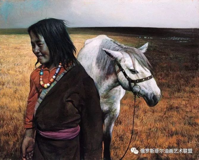 中国油画家张文源西域草原题材油画作品欣赏