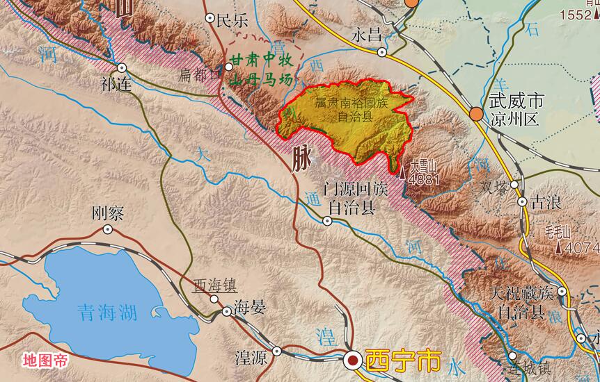 西边毗邻甘肃中牧山丹马场,北边和金昌市永昌县接壤.