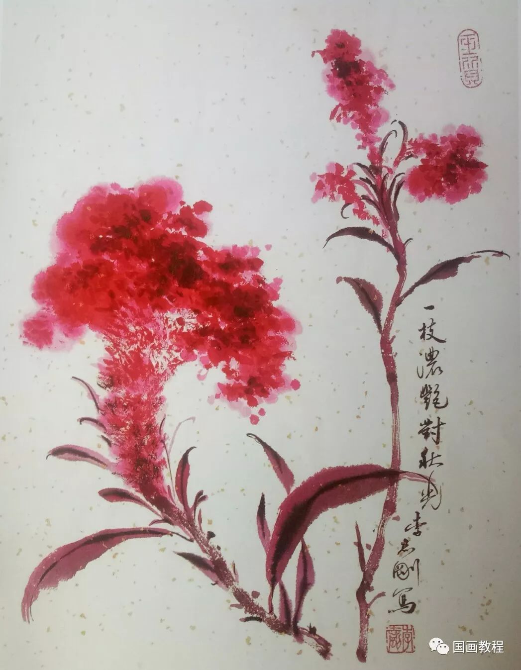 小写意花卉画法详解作品鸡冠花的画法