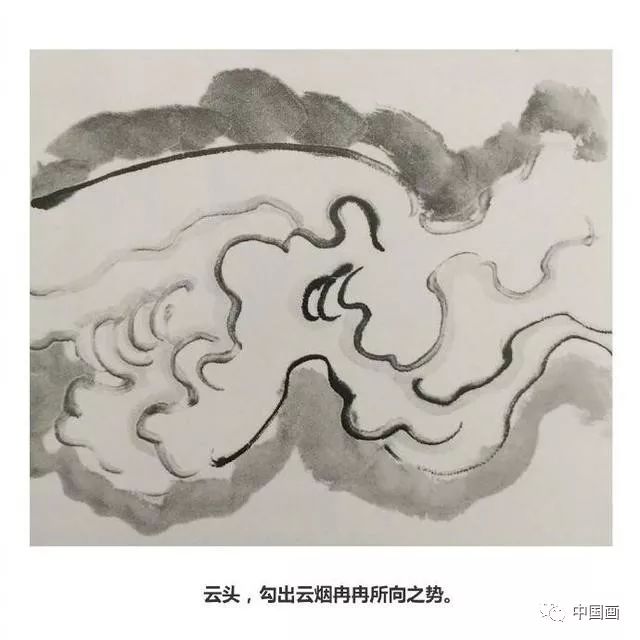 国画入门教程山水画双勾画云法