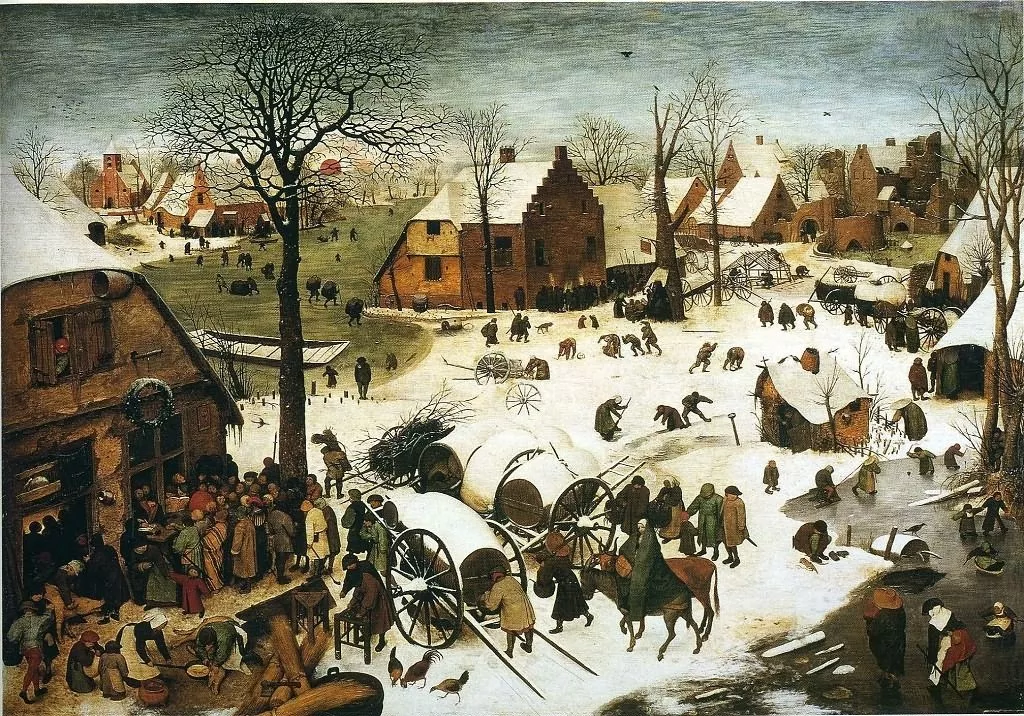 《雪中猎人》 尼德兰 勃鲁盖尔 板上油画 纵117×横162厘米 维也纳
