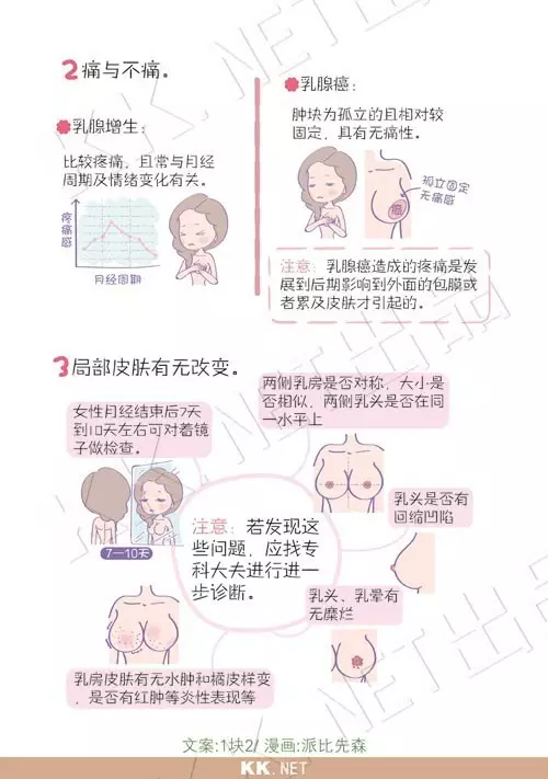 女性乳房自检图解