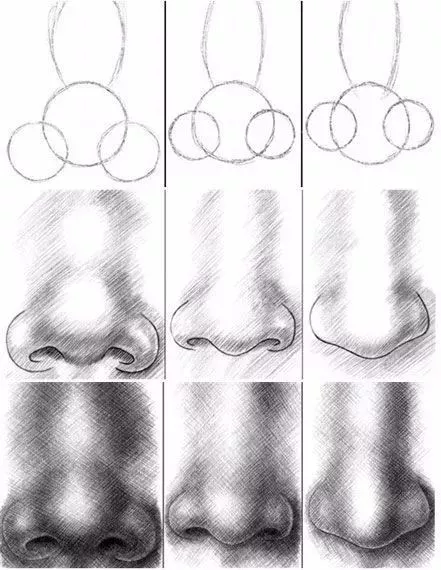 然后再用比较圆润的笔触来画 这样就比较好理解了 画鼻子的正确步骤 3