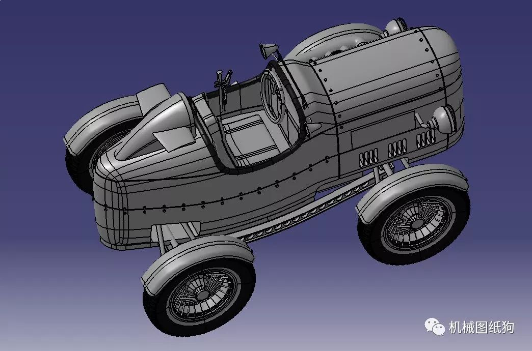 【汽车轿车】speedking复古汽车选型3d模型图纸 step格式