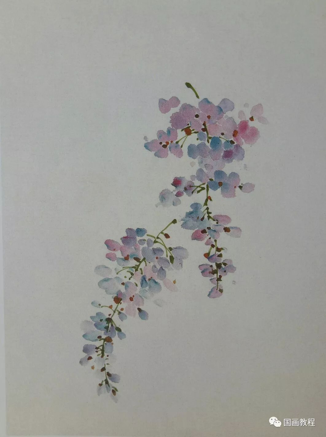 小写意花卉画法详解—作品《紫藤》的画法!