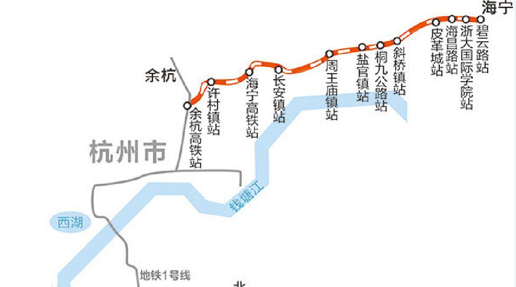 杭州至海宁的城际铁路已经在2016年底动工,预计在2020年竣工.