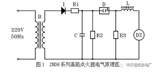 放电管起弧导通,电容器c中的储能送至半导体点火枪dz产生表面火花放电