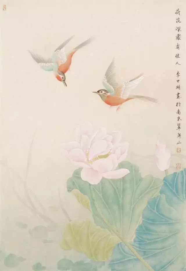 李甲明 《荷花深处有佳人》68×46cm