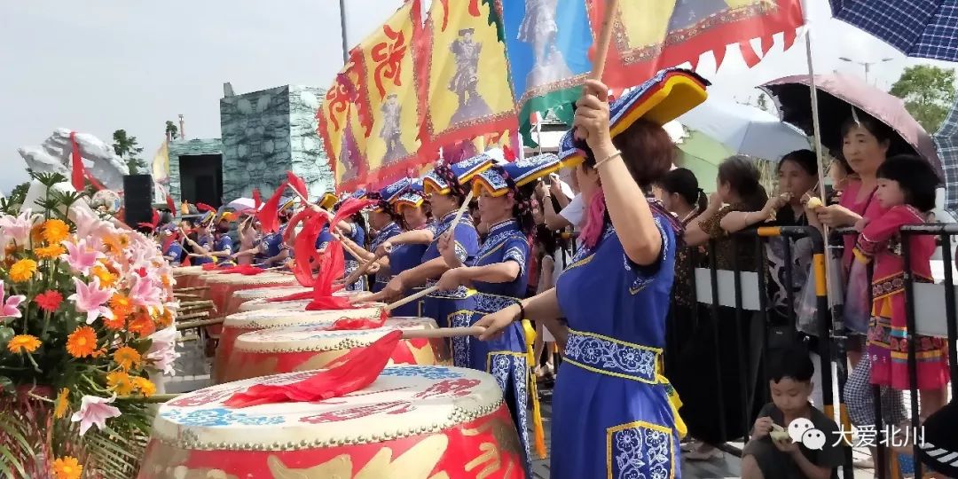 鸣炮奏乐民俗表演篝火晚会北川2018大禹祭祀真热闹