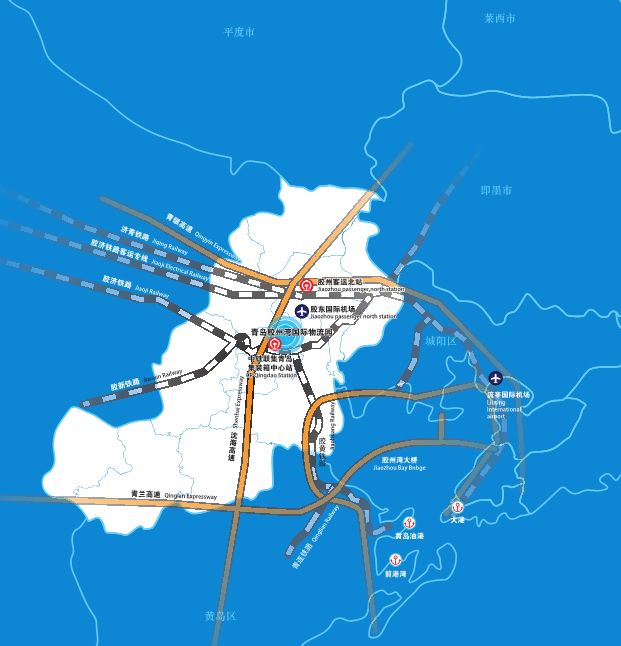 110余条国内航线将集聚胶州,同步配套的跨海大桥胶州连接线,新机场