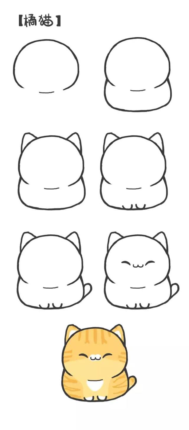 亲子简笔画8种小猫咪喵