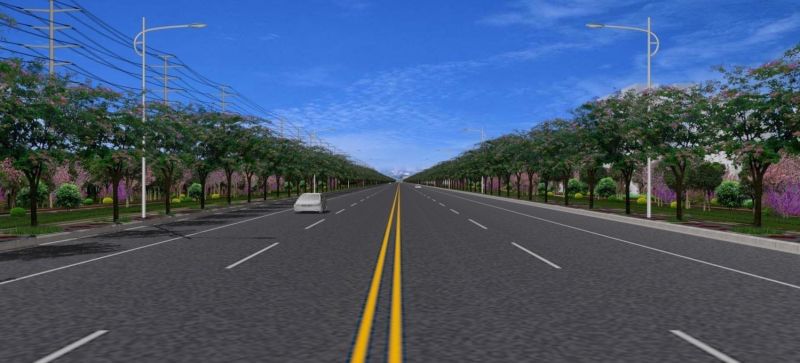 (新绿街道路建设效果图:双向4车道,2条非机动车道)