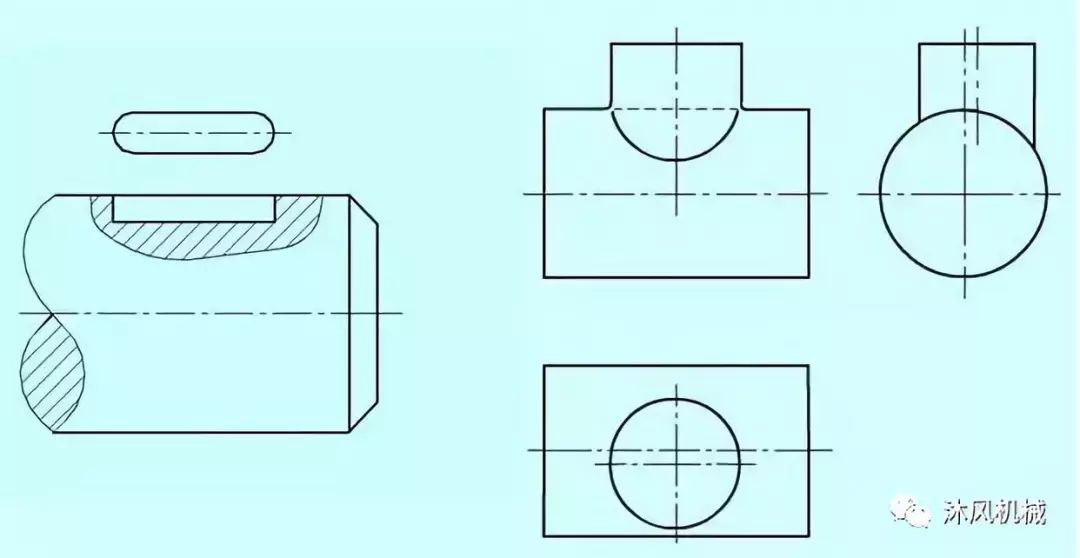 (2)零件上对称结构的局部视图的绘制.