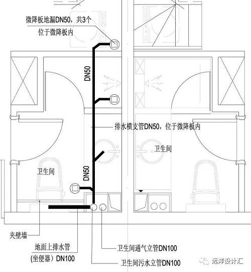 微降板排水管道平面图