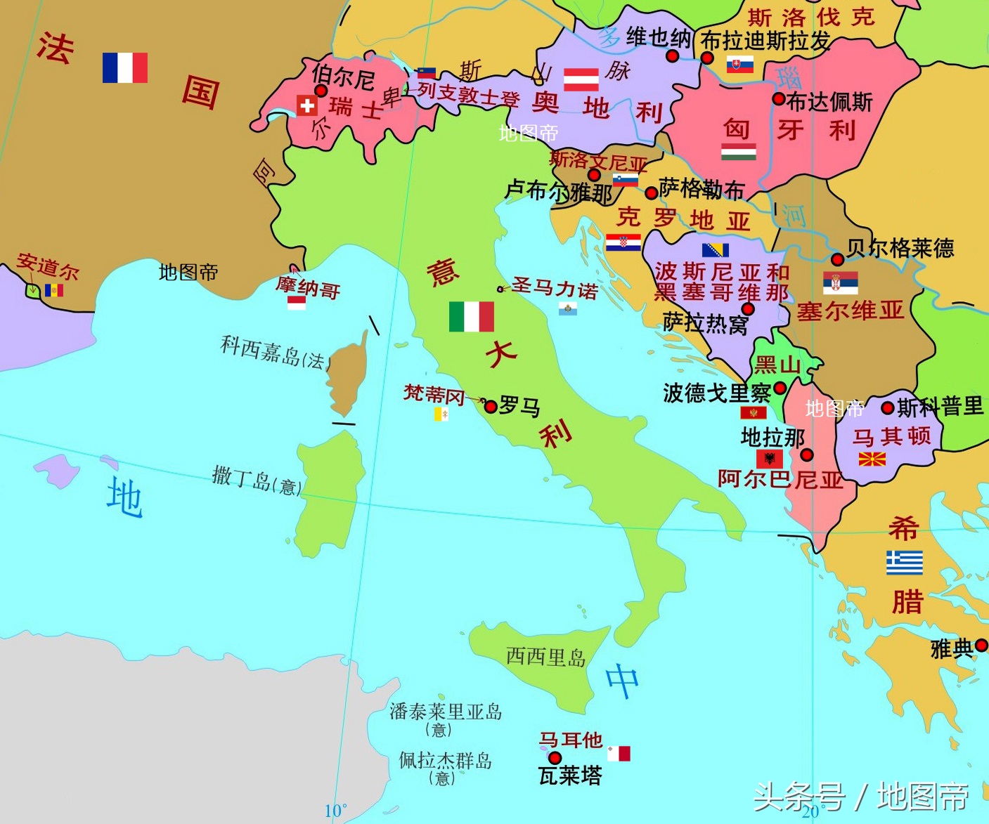 意大利地图：意大利离线地图和详细地图