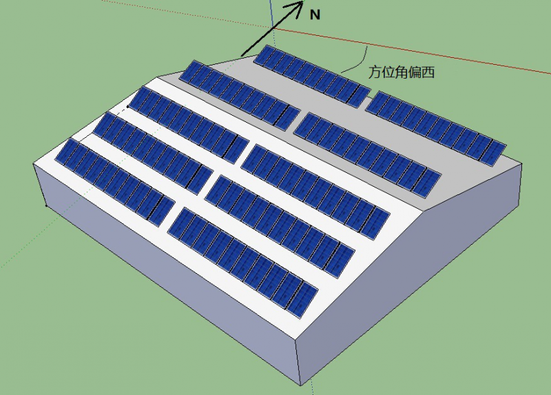 一种连续南北坡混凝土屋面上的光伏方阵典型设计