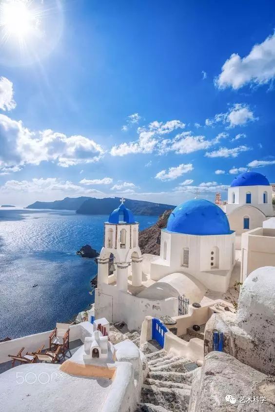 圣托里尼(santorini), 一个和地中海的蓝色相互融合蓝白小镇, 展开