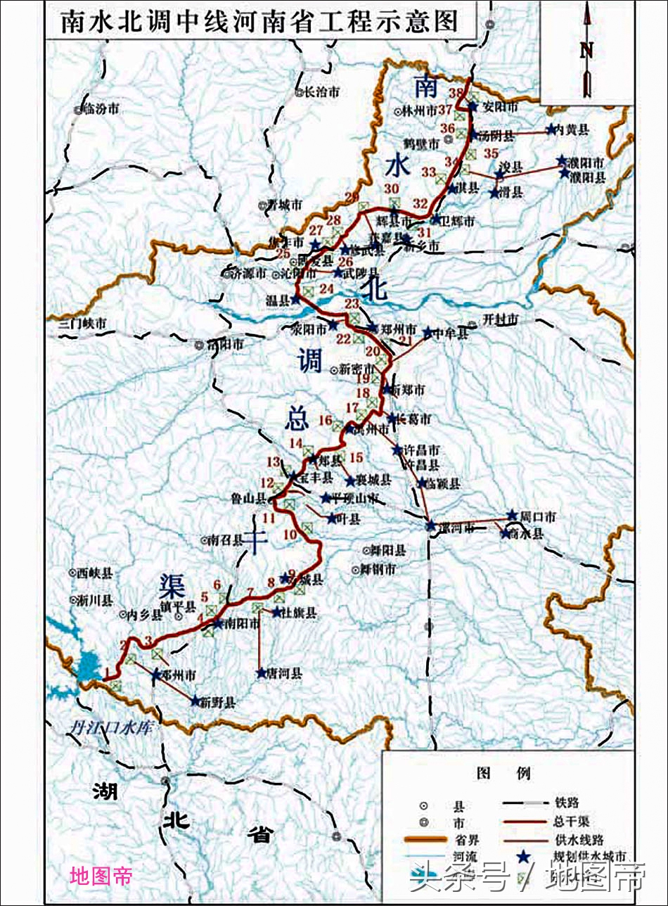 南水北调西线中线东线,三条线工程总体详细示意图