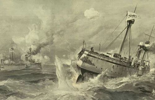 1894年7月25日 ,丰岛海战打响,标志着中日甲午战争爆发.