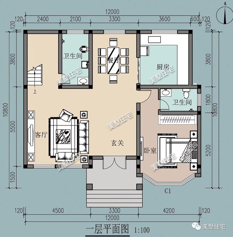 三层农村房屋全套施工图带效果图11.6x8