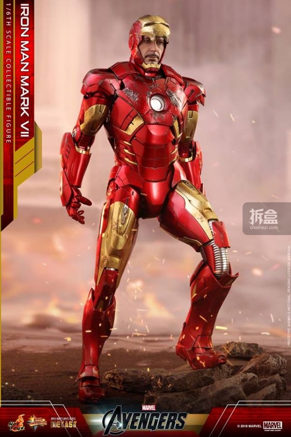 hottoys漫威电影复仇者联盟116合金钢铁侠mk7可动人偶