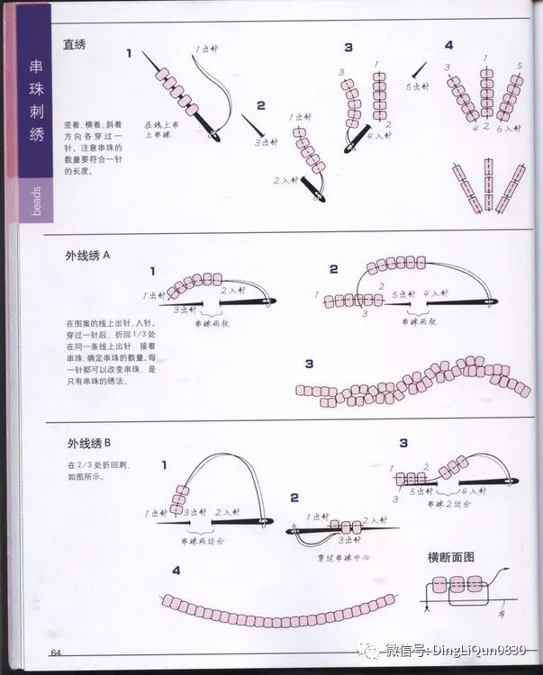 刺绣教程平绣锁绣雕绣螺母状绣等各种绣花针法中文图解