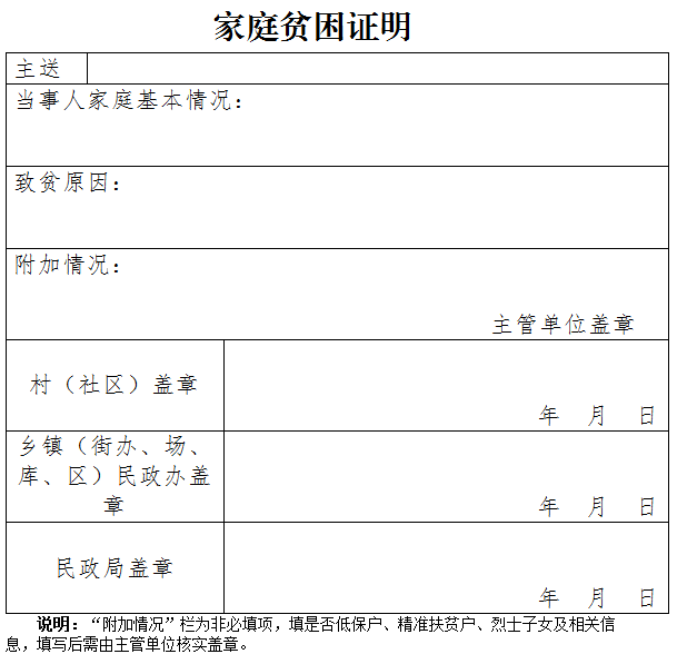 【关注】钟祥民政局关于办理家庭贫困证明的说明!