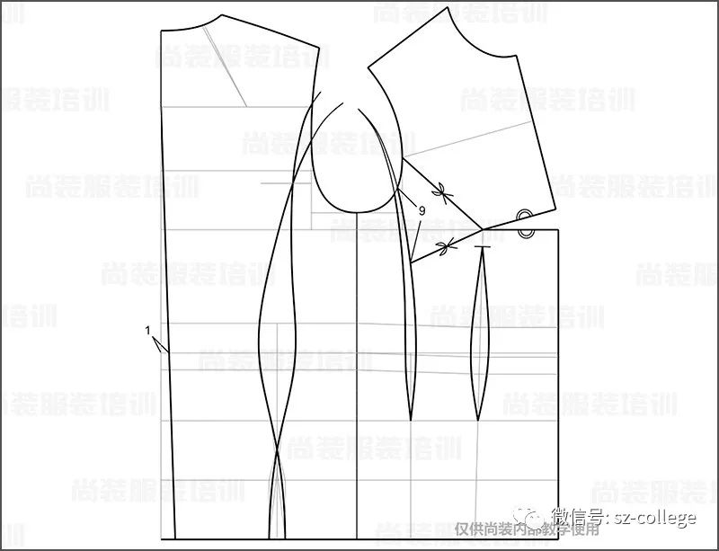 尚装青果领中山装式三开身西装制版